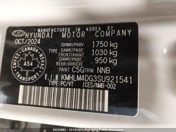 KMHLM4DG3SU921541 2025 HYUNDAI ELANTRA - Image 8