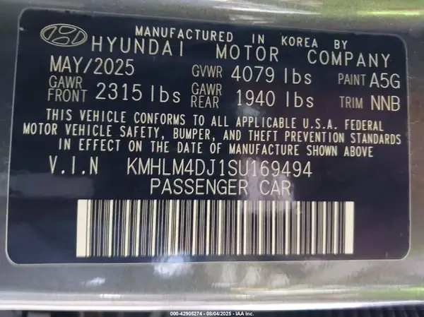 KMHLM4DJ1SU169494 2025 HYUNDAI ELANTRA - Image 5