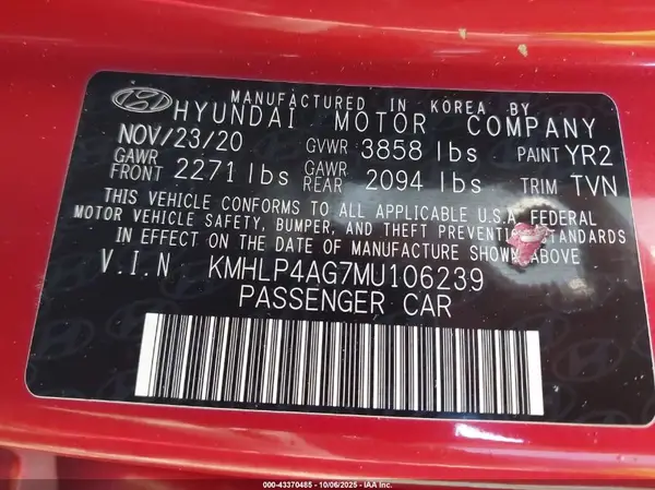 KMHLP4AG7MU106239 2021 HYUNDAI ELANTRA - Image 8