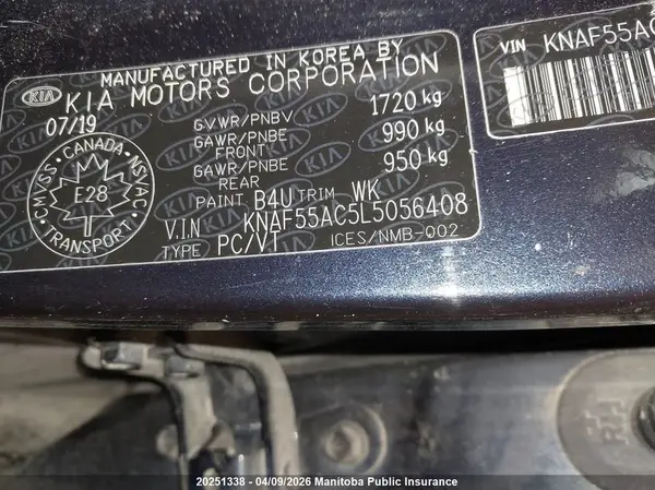 KNAF55AC5L5056408 2020 KIA FORTE - Image 8