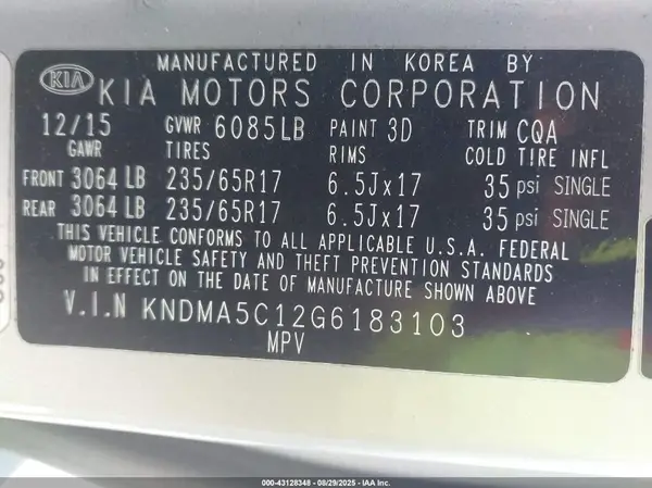 KNDMA5C12G6183103 2016 KIA SEDONA - Image 8