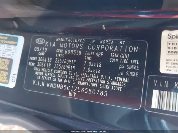 KNDMB5C12L6580785 2020 KIA SEDONA - Image 8