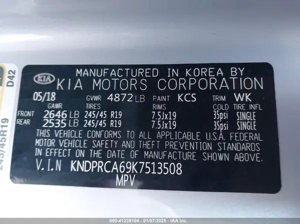 KNDPRCA69K7513508 2019 KIA SPORTAGE - Image 8