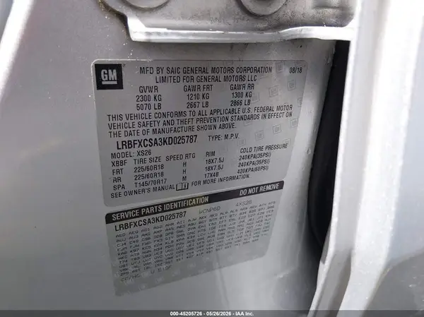 LRBFXCSA3KD025787 2019 BUICK ENVISION - Image 8