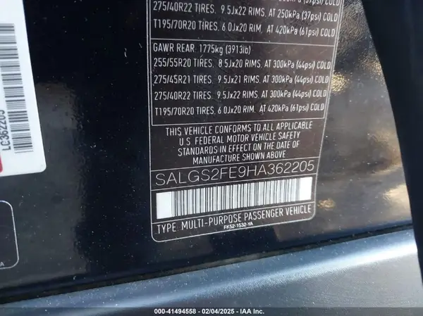 SALGS2FE9HA362205 2017 LAND ROVER RANGE ROVER - Image 8