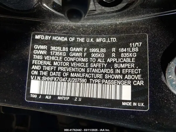 SHHFK7G47JU207590 2018 HONDA CIVIC - Image 8