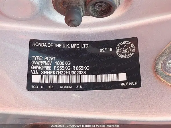 SHHFK7H22HU302033 2017 HONDA CIVIC - Image 8