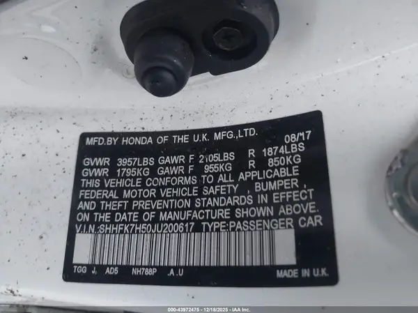 SHHFK7H50JU200617 2018 HONDA CIVIC - Image 8