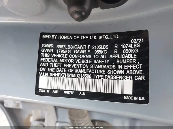 SHHFK7H61MU218590 2021 HONDA CIVIC - Image 8