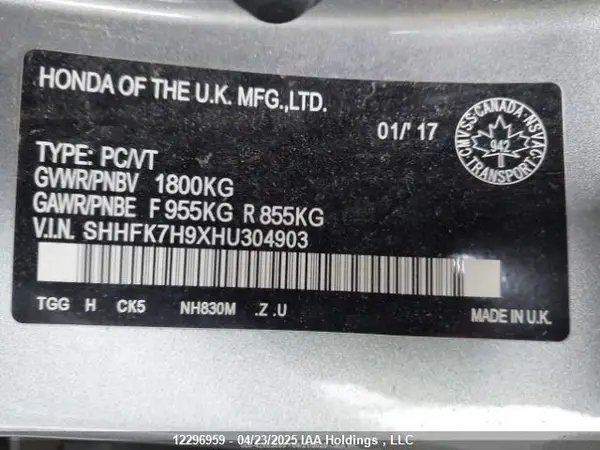 SHHFK7H9XHU304903 2017 HONDA CIVIC - Image 8