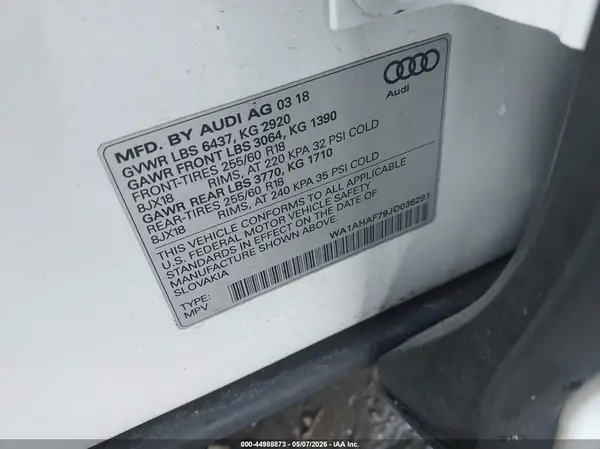 WA1AHAF79JD036281 2018 AUDI Q7 - Image 8