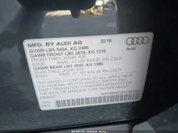 WA1BNAFY8K2062888 2019 AUDI Q5 - Image 8