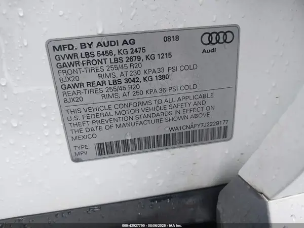 WA1CNAFY7J2229177 2018 AUDI Q5 - Image 8