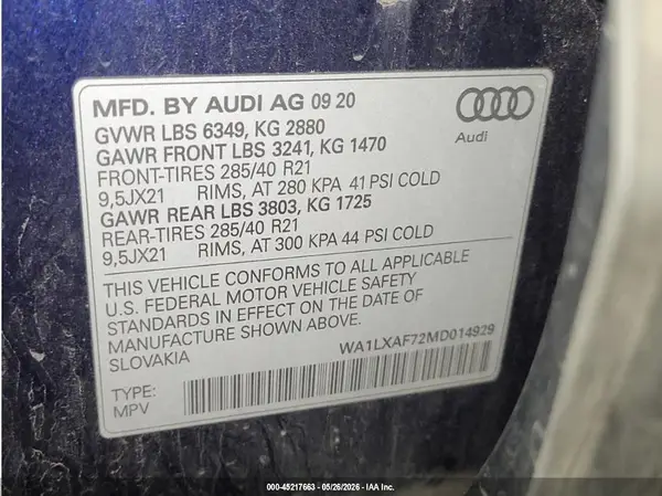 WA1LXAF72MD014929 2021 AUDI Q7 - Image 8