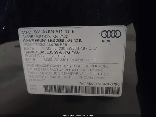 WA1M2AFP2HA086756 2017 AUDI Q5 - Image 8