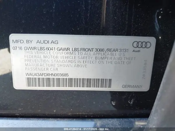 WAU43AFDXHN003685 2017 AUDI A8 - Image 8