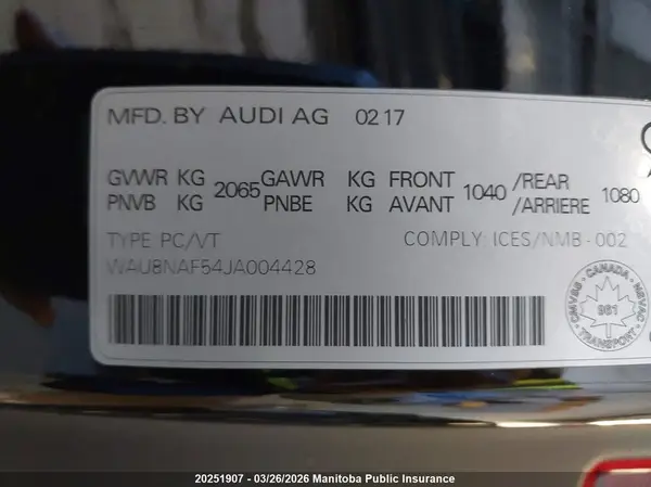 WAU8NAF54JA004428 2018 AUDI A5 - Image 8
