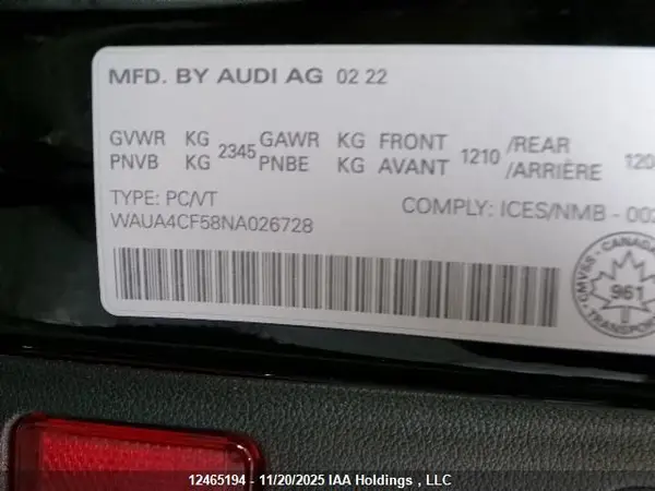 WAUA4CF58NA026728 2022 AUDI S5 - Image 8