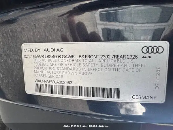 WAUPNAF50JA002963 2018 AUDI A5 - Image 8