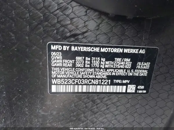 WB523CF03RCN81221 2024 BMW IX - Image 8
