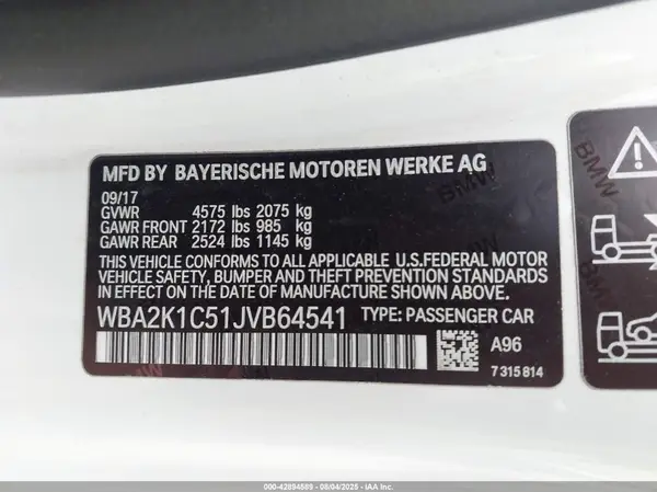 WBA2K1C51JVB64541 2018 BMW 2ER - Image 8