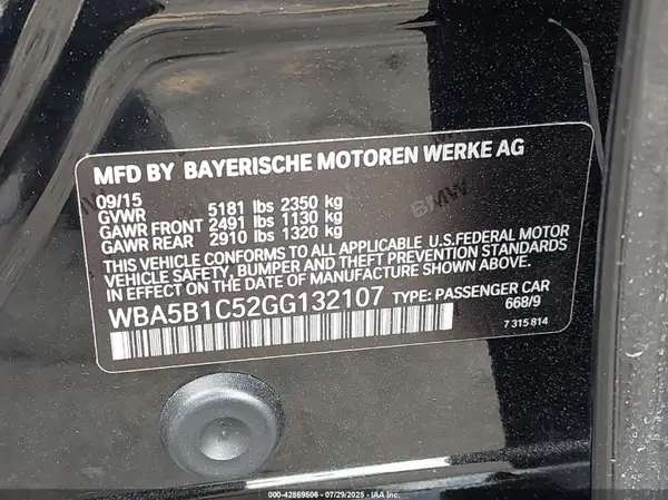 WBA5B1C52GG132107 2016 BMW 5ER - Image 8