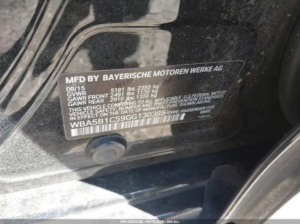 WBA5B1C59GG130385 2016 BMW 5ER - Image 8