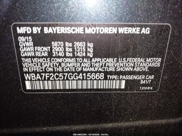 WBA7F2C57GG415668 2016 BMW 7ER - Image 8
