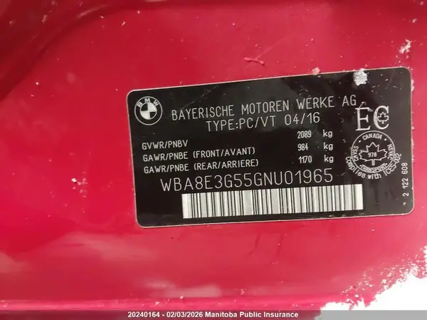 WBA8E3G55GNU01965 2016 BMW 3ER - Image 8