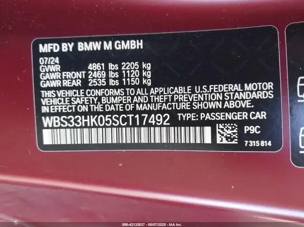 WBS33HK05SCT17492 2025 BMW M4 - Image 8