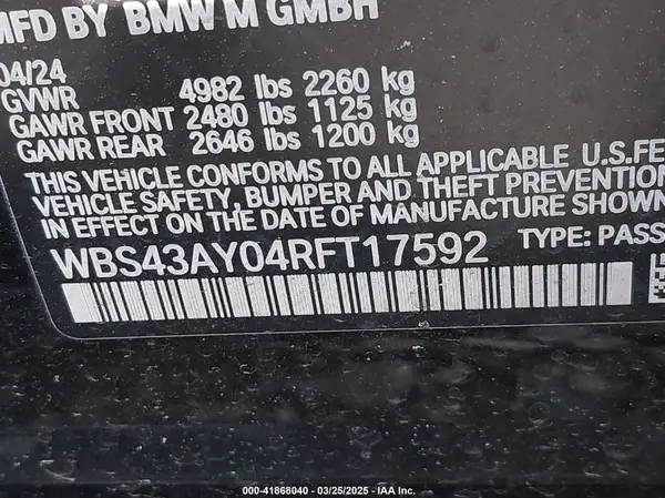 WBS43AY04RFT17592 2024 BMW M3 - Image 8