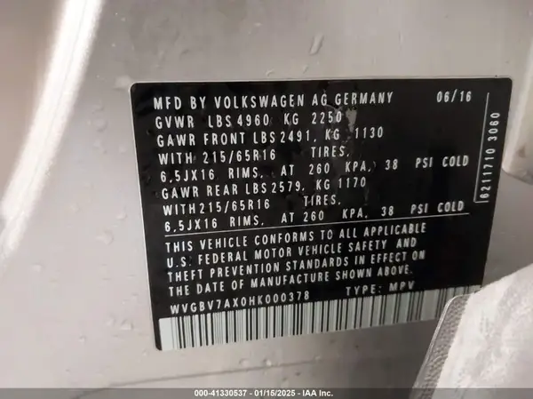 WVGBV7AX0HK000378 2017 VOLKSWAGEN TIGUAN - Image 8