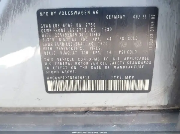 WVGGNPE29NP046813 2022 VOLKSWAGEN ID.4 - Image 8