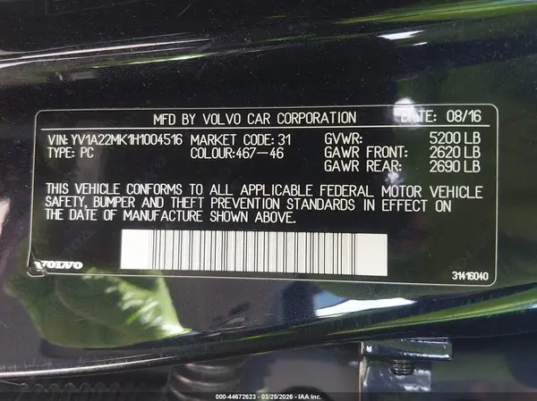 YV1A22MK1H1004516 2017 VOLVO S90 - Image 8