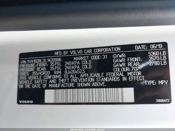YV4102RL2L1420996 2020 VOLVO XC60 - Image 8
