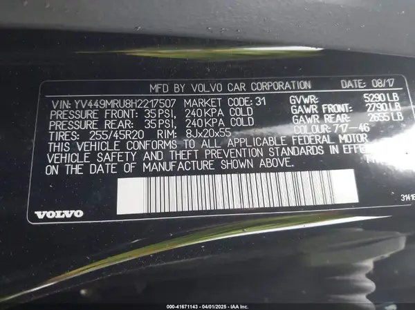 YV449MRU8H2217507 2017 VOLVO XC60 - Image 8